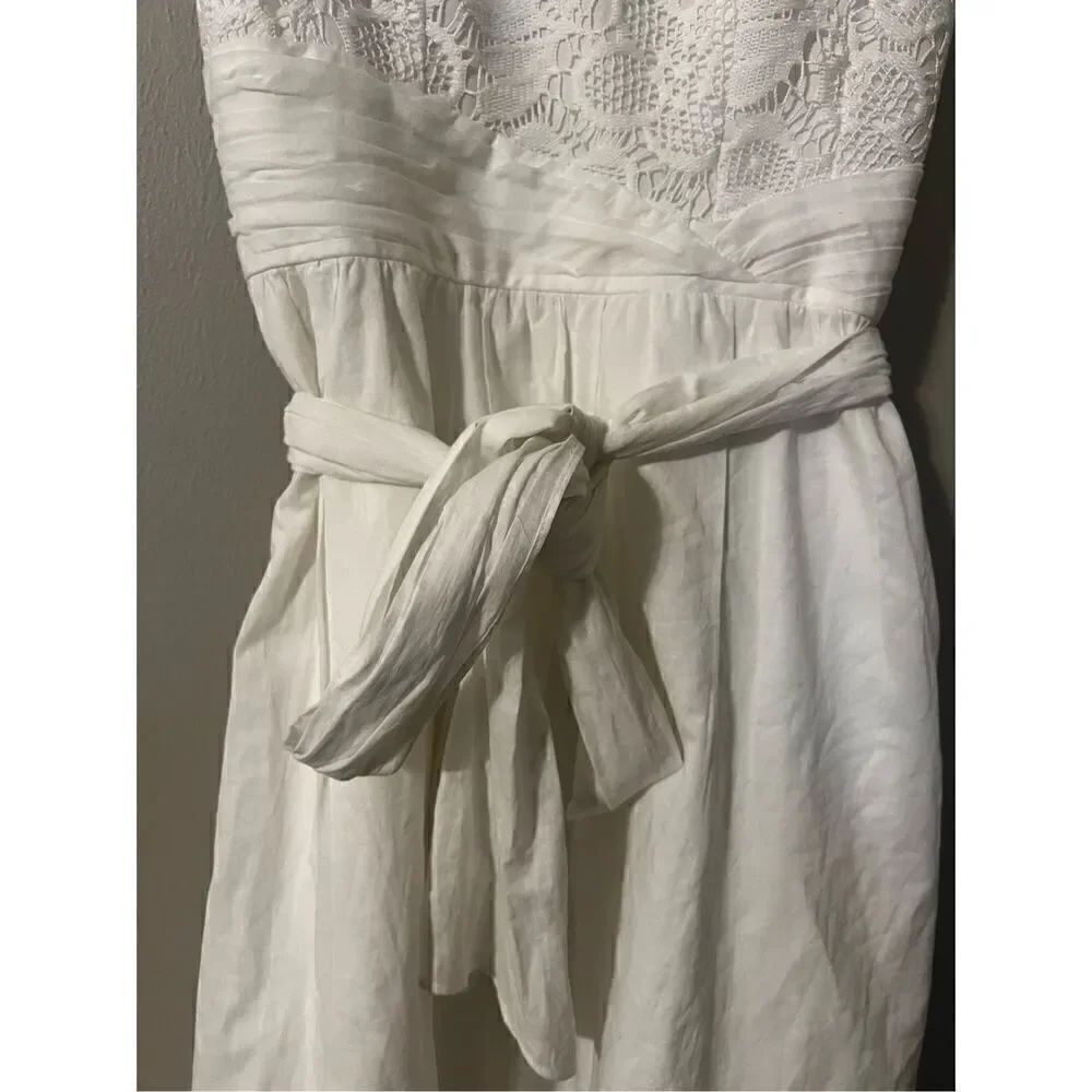 Adrianna Papell Women’s Size 12 Lace Overlay Tie Waist Sleeveless Dress White - Picture 4 of 9